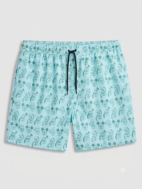Disney Mickey & Friends 6" Swim Trunks Men XXL Brief Lined Mint Green